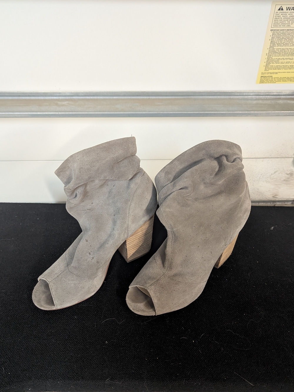 Chinese Laundry Grey Suede Peep-Toe Slouch Booties
